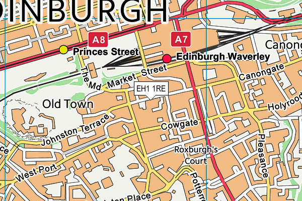 EH1 1RE map - OS VectorMap District (Ordnance Survey)