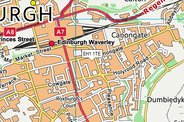 EH1 1TE map - OS VectorMap District (Ordnance Survey)