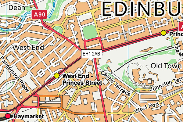 EH1 2AB map - OS VectorMap District (Ordnance Survey)