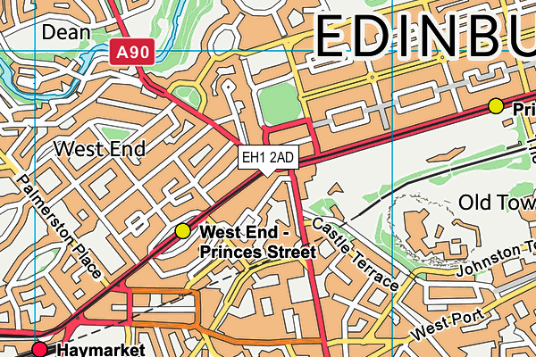 EH1 2AD map - OS VectorMap District (Ordnance Survey)