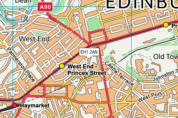 EH1 2AN map - OS VectorMap District (Ordnance Survey)