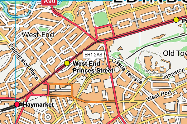 EH1 2AS map - OS VectorMap District (Ordnance Survey)