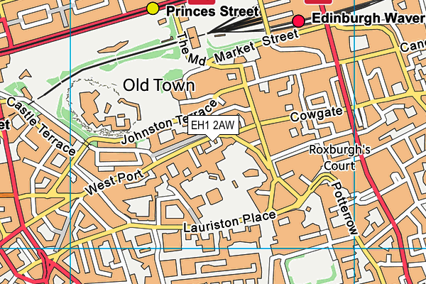 EH1 2AW map - OS VectorMap District (Ordnance Survey)