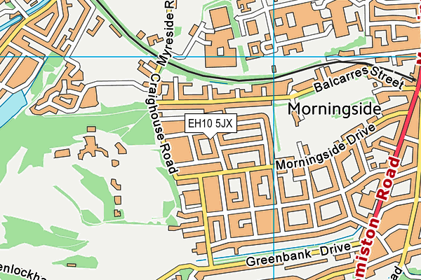 EH10 5JX map - OS VectorMap District (Ordnance Survey)