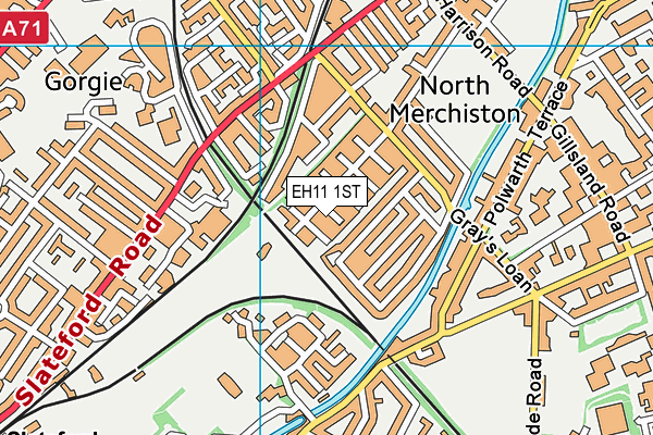 EH11 1ST map - OS VectorMap District (Ordnance Survey)