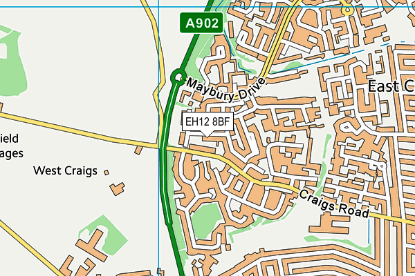 EH12 8BF map - OS VectorMap District (Ordnance Survey)