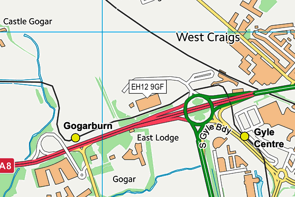 EH12 9GF map - OS VectorMap District (Ordnance Survey)