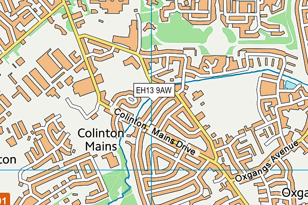 EH13 9AW map - OS VectorMap District (Ordnance Survey)