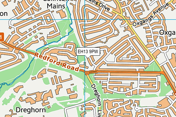 EH13 9PW map - OS VectorMap District (Ordnance Survey)