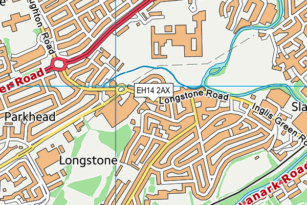 EH14 2AX map - OS VectorMap District (Ordnance Survey)