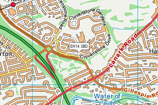 EH14 3BD map - OS VectorMap District (Ordnance Survey)