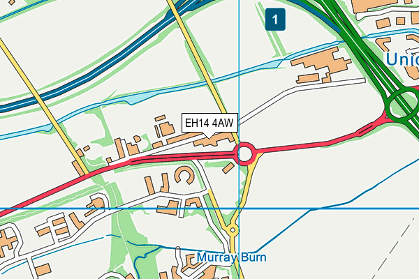 EH14 4AW map - OS VectorMap District (Ordnance Survey)