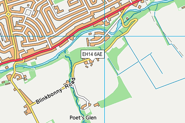 EH14 6AE map - OS VectorMap District (Ordnance Survey)