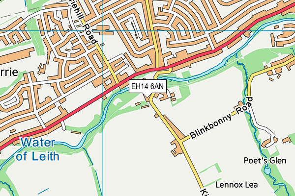 EH14 6AN map - OS VectorMap District (Ordnance Survey)