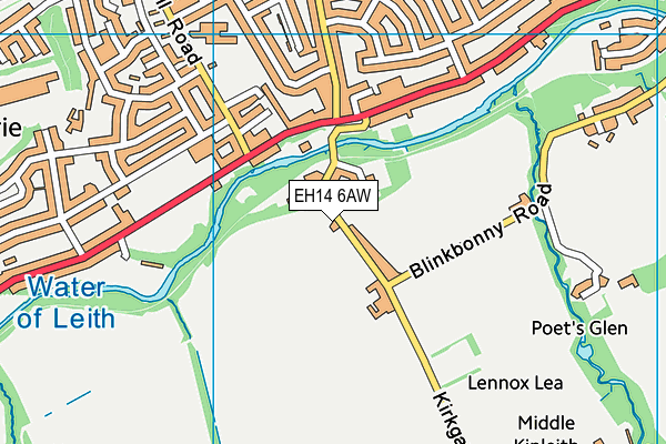 EH14 6AW map - OS VectorMap District (Ordnance Survey)