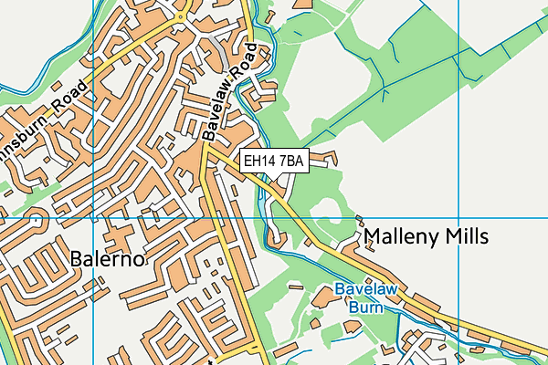 EH14 7BA map - OS VectorMap District (Ordnance Survey)