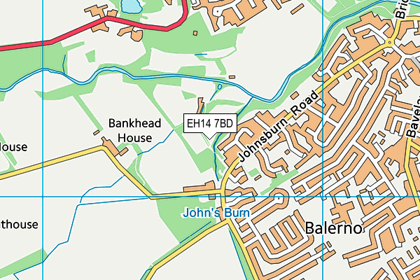 EH14 7BD map - OS VectorMap District (Ordnance Survey)