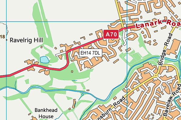 EH14 7DL map - OS VectorMap District (Ordnance Survey)