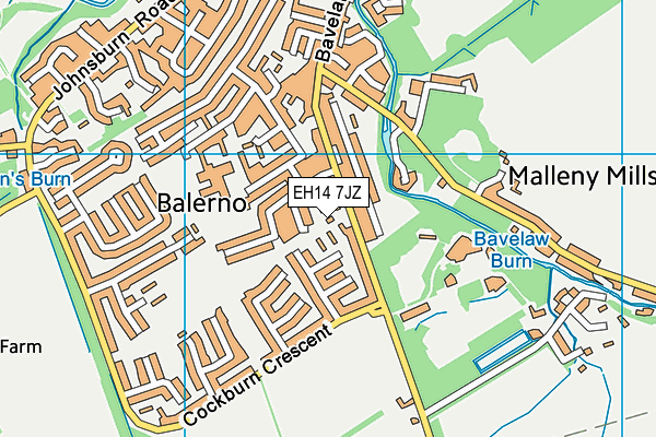 EH14 7JZ map - OS VectorMap District (Ordnance Survey)