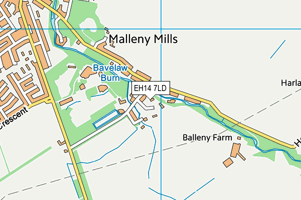 EH14 7LD map - OS VectorMap District (Ordnance Survey)