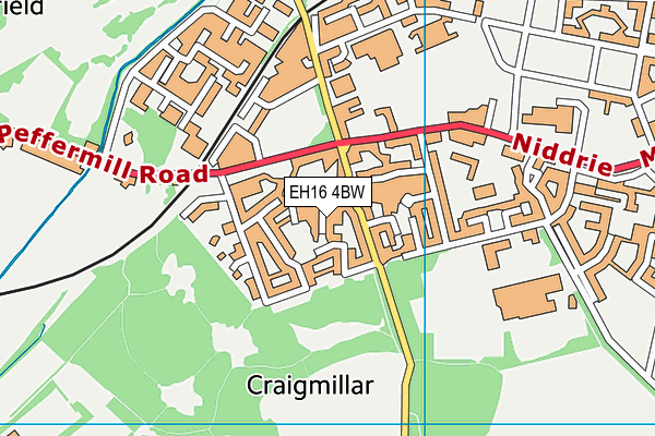 EH16 4BW map - OS VectorMap District (Ordnance Survey)