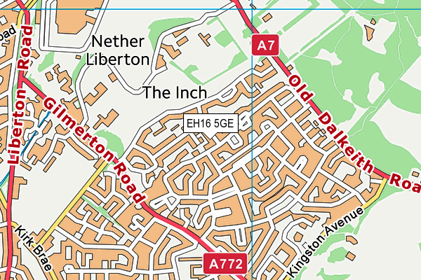 EH16 5GE map - OS VectorMap District (Ordnance Survey)