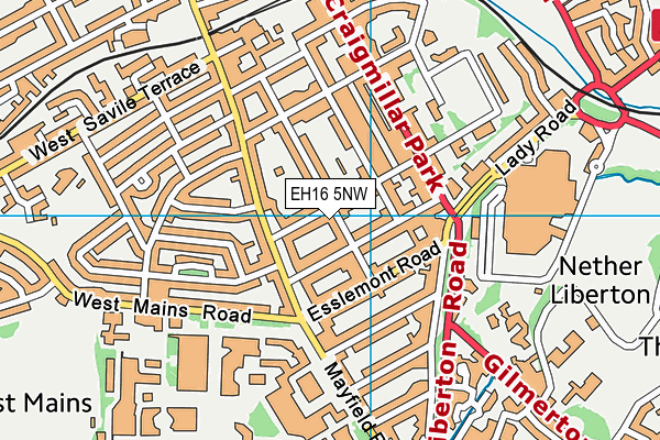 EH16 5NW map - OS VectorMap District (Ordnance Survey)