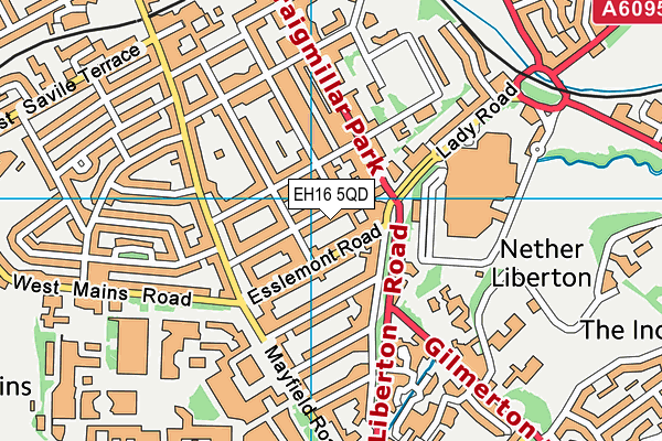 EH16 5QD map - OS VectorMap District (Ordnance Survey)