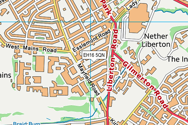 EH16 5QN map - OS VectorMap District (Ordnance Survey)