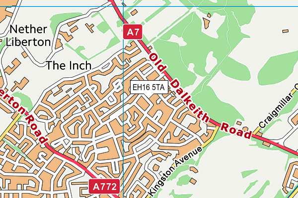 EH16 5TA map - OS VectorMap District (Ordnance Survey)