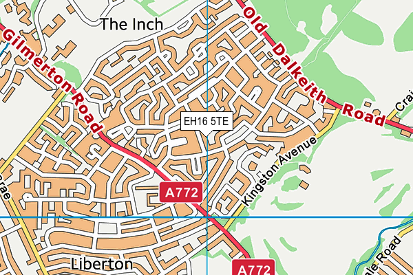EH16 5TE map - OS VectorMap District (Ordnance Survey)
