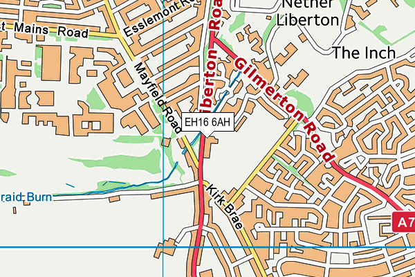 EH16 6AH map - OS VectorMap District (Ordnance Survey)