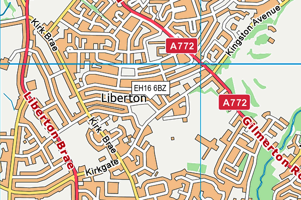EH16 6BZ map - OS VectorMap District (Ordnance Survey)
