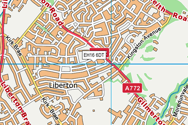 EH16 6DT map - OS VectorMap District (Ordnance Survey)