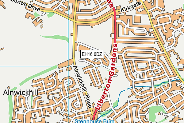 EH16 6DZ map - OS VectorMap District (Ordnance Survey)