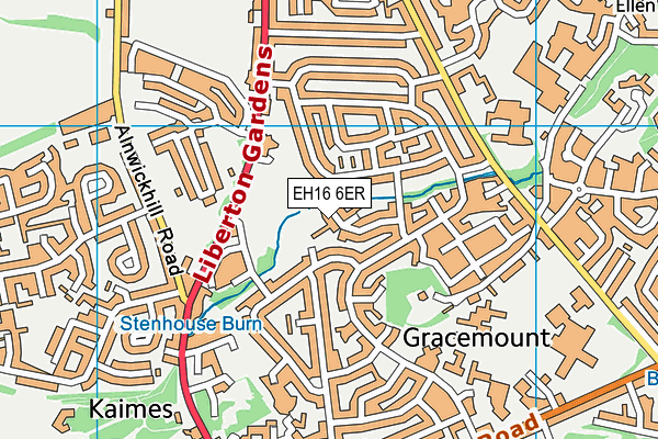 EH16 6ER map - OS VectorMap District (Ordnance Survey)