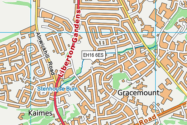 EH16 6ES map - OS VectorMap District (Ordnance Survey)