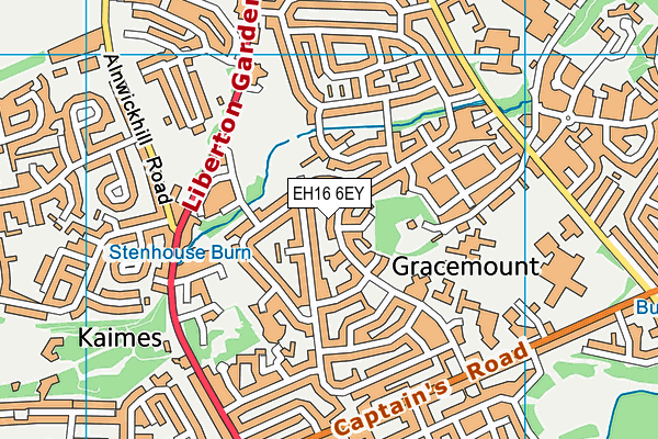 EH16 6EY map - OS VectorMap District (Ordnance Survey)