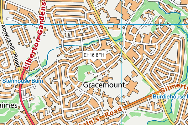 EH16 6FH map - OS VectorMap District (Ordnance Survey)