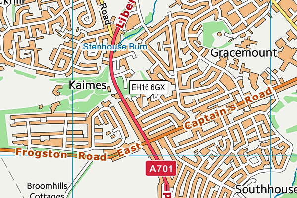 EH16 6GX map - OS VectorMap District (Ordnance Survey)