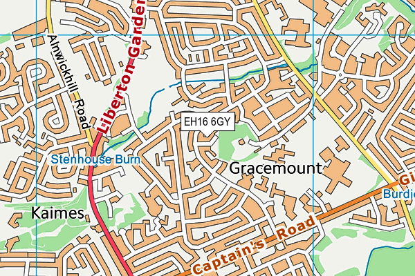 EH16 6GY map - OS VectorMap District (Ordnance Survey)