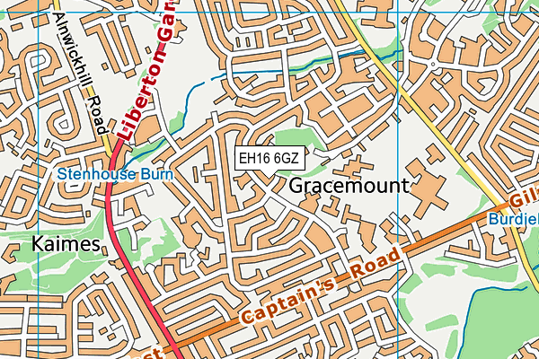 EH16 6GZ map - OS VectorMap District (Ordnance Survey)