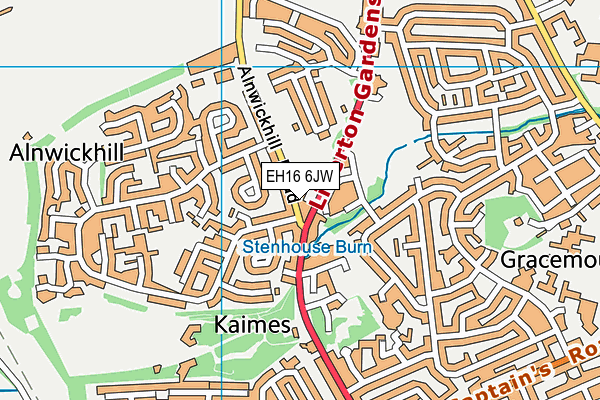 EH16 6JW map - OS VectorMap District (Ordnance Survey)