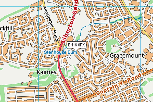 EH16 6PX map - OS VectorMap District (Ordnance Survey)