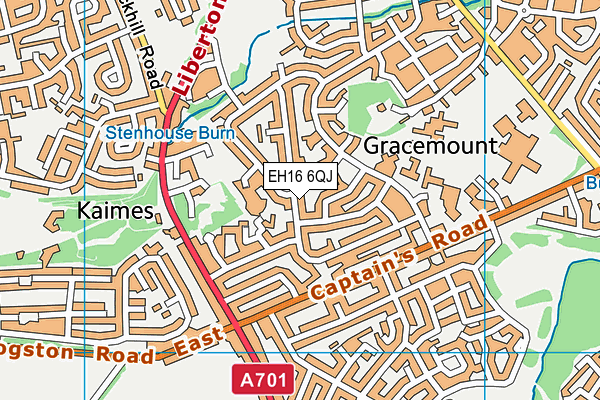 EH16 6QJ map - OS VectorMap District (Ordnance Survey)