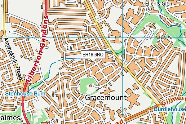 EH16 6RQ map - OS VectorMap District (Ordnance Survey)