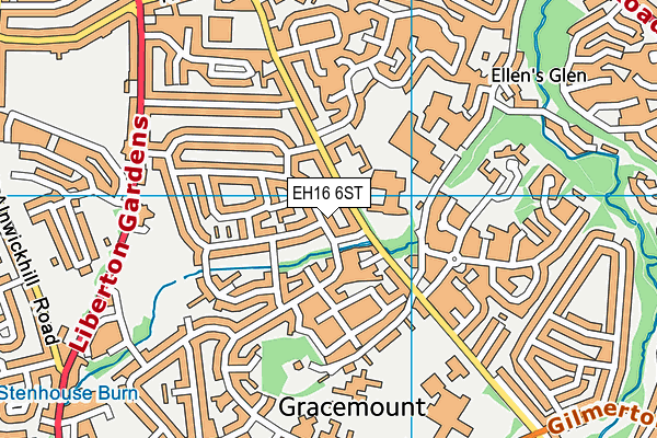 EH16 6ST map - OS VectorMap District (Ordnance Survey)