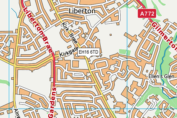 EH16 6TD map - OS VectorMap District (Ordnance Survey)
