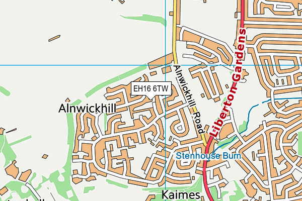 EH16 6TW map - OS VectorMap District (Ordnance Survey)