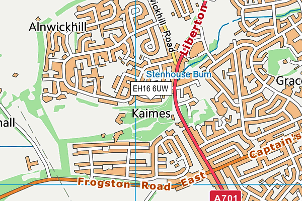 EH16 6UW map - OS VectorMap District (Ordnance Survey)